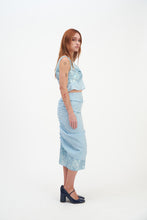 Load image into Gallery viewer, Soft Blue Lace Gather Skirt