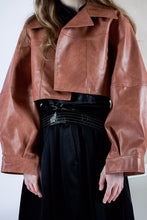 Load image into Gallery viewer, Washed Terracotta Leather Cropped Jacket