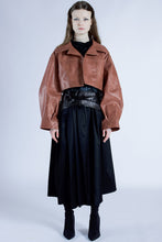 Load image into Gallery viewer, Washed Terracotta Leather Cropped Jacket