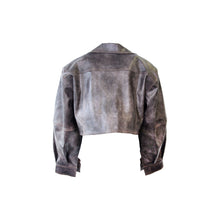 Load image into Gallery viewer, Hazel Patina Cropped Leather Jacket
