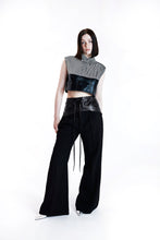 Load image into Gallery viewer, Checked Noir Mock-neck Crop Top