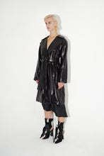 Load image into Gallery viewer, Belted Vegan-leather Trench Coat